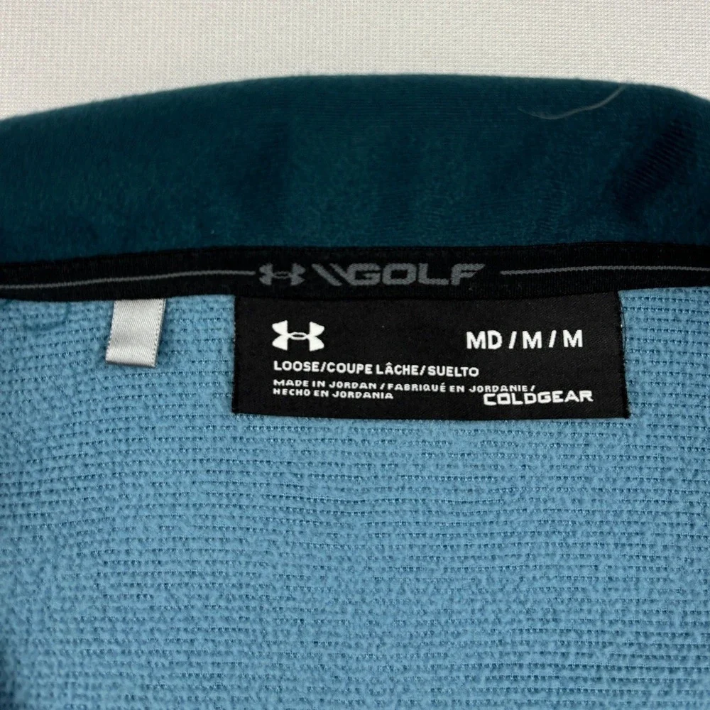 Under Armour Golf Quarter Zip Pullover Mens Medium Heather Teal Blue ColdGear M